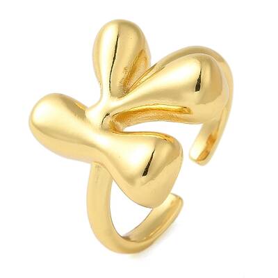 Initials Brass Open Cuff Ring for Women