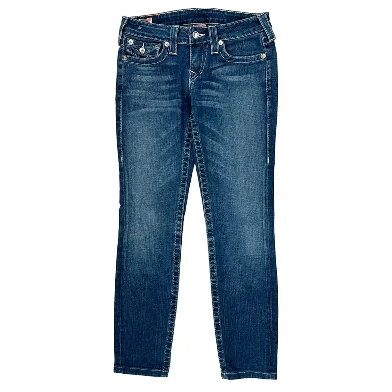 True Religion Skinny Jeans - 27W UK 6 Blue Cotton Blend