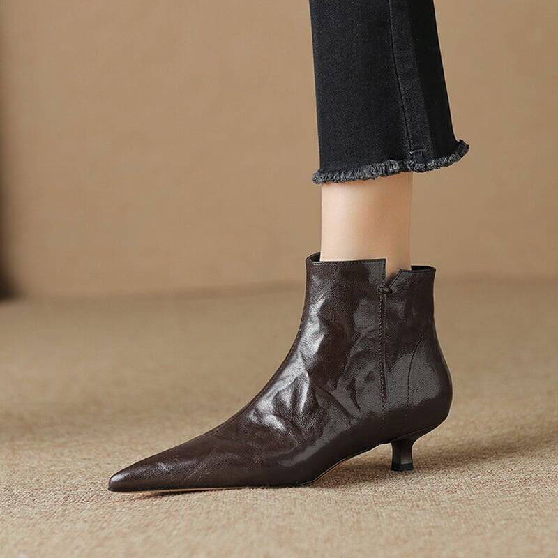 CHIKO Claire Pointy Toe Kitten Heels Ankle Boots