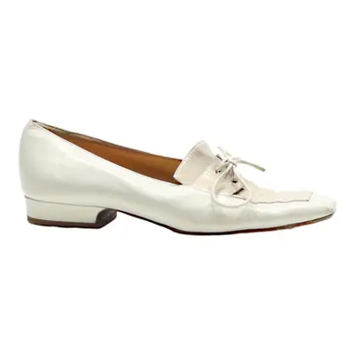 ITALO COLOMBO Loafer Shoes White Leather Womens UK 2.5