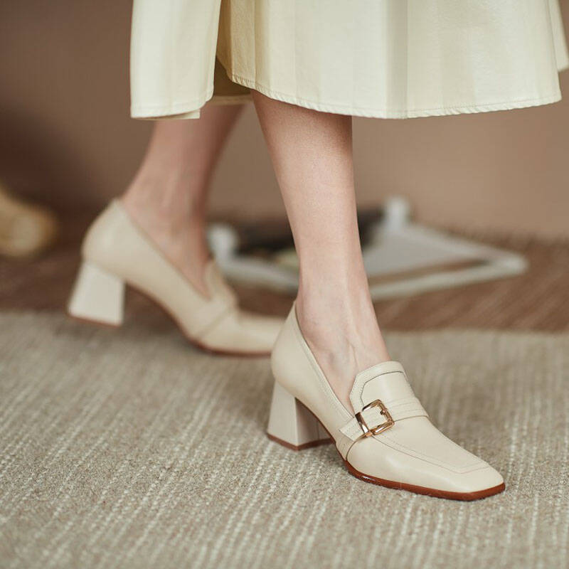 CHIKO Britta Square Toe Block Heels Loafers Shoes