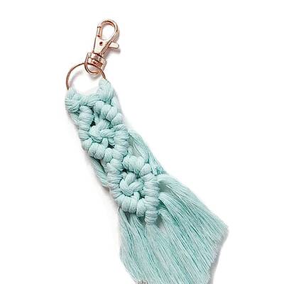 Macrame Cotton Cord Woven Tassel Pendant Keychain