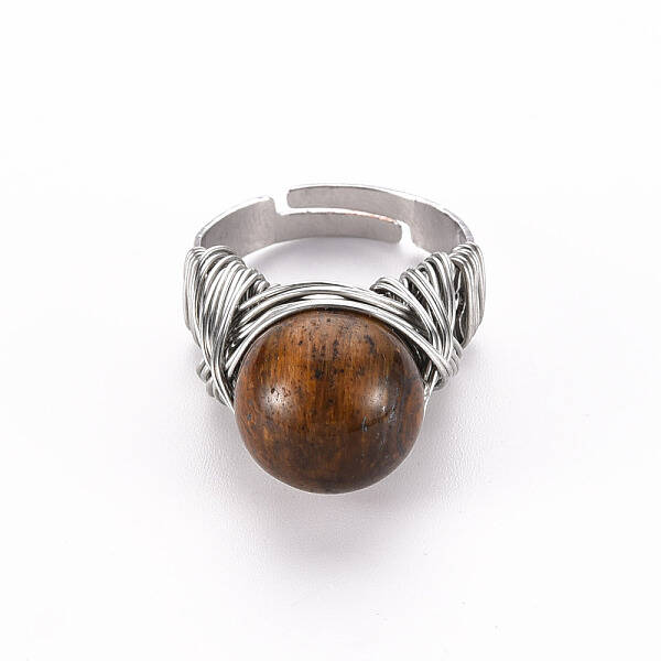 Adjustable Gemstone Round Finger Rings