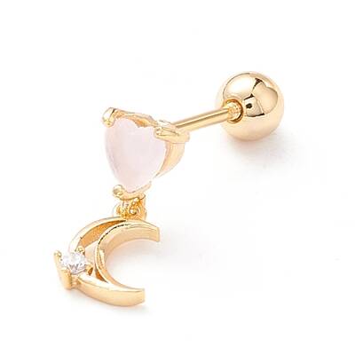 Heart & Moon Cubic Zirconia Dangle Stud Earrings