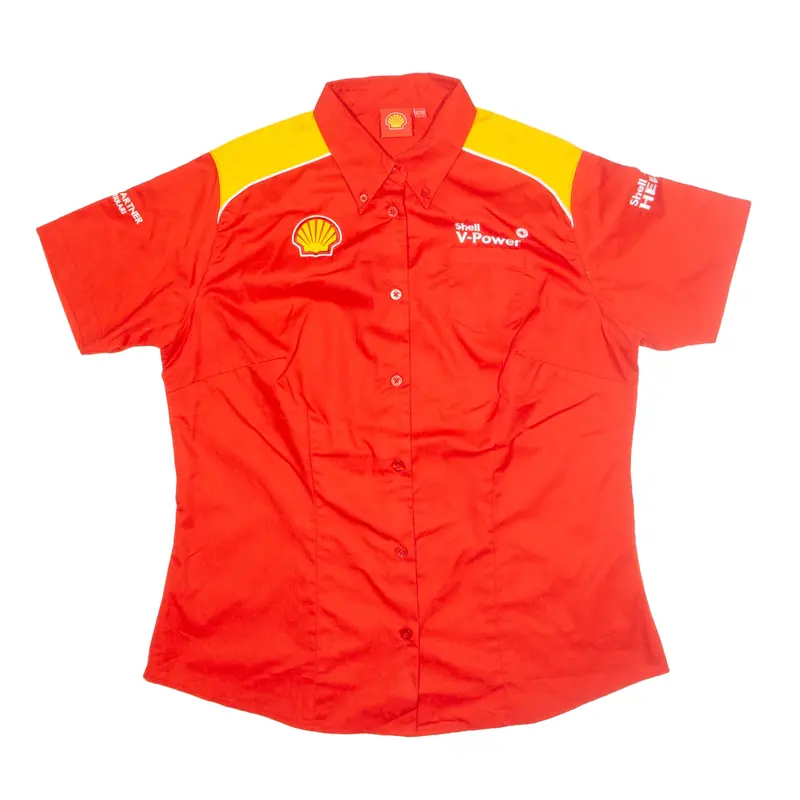 SHELL Racing Plain Shirt Red Short Sleeve Womens XL