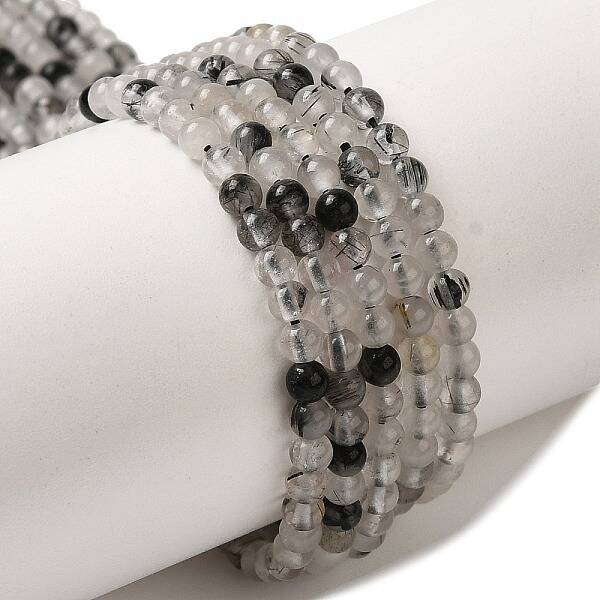 Natural Black Rutilated Quartz Beads Strands