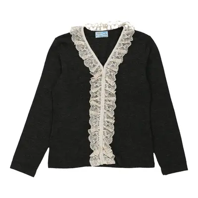 Miss Blumarine Lace Jumper - Small Grey Acrylic Blend | Size: small