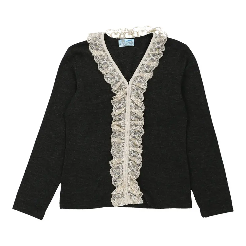 Miss Blumarine Lace Jumper - Small Grey Acrylic Blend | Size: small