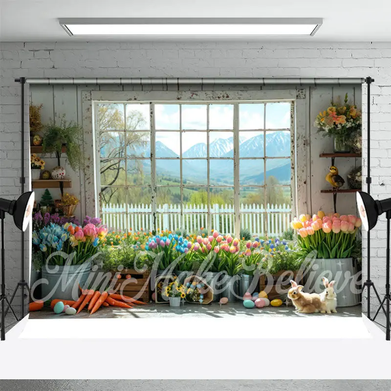Colorful Floral White Wood Window Backdrop For Photo - Aperturee