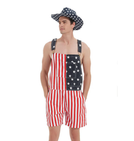 OPDNBON American Flag Overalls Shorts Romper 4th of July Jumpsuits Work Bibs Coveralls Gifts for Men, Menswear
