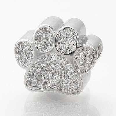 Brass Micro Pave Cubic Zirconia European Beads