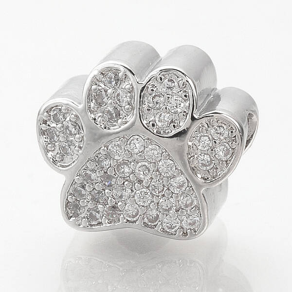 Brass Micro Pave Cubic Zirconia European Beads