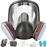 Face Respirator Mask with Filters, Gas Masks for Construction Work, Paint, Dust, Spray, Welding, Sanding Reflective ANSI Safe...