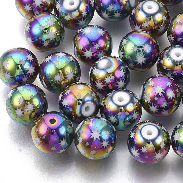 Christmas Electroplate Glass Beads