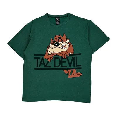 Single Stitch Taz Devil Warner Bros Cartoon T-Shirt - XL Green Cotton Blend