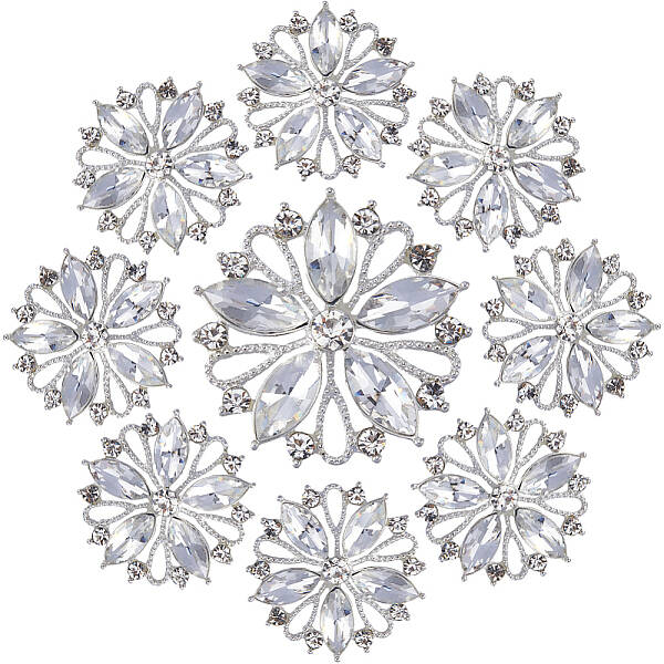 10Pcs 3-Hole Alloy Rhinestone Button