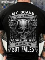 Men's Skull & Letter Graphic Round Neck Tee, Regular Fit Short Sleeve Crew Neck T-Shirt for Summer, Casual Streetwear Men's T...
