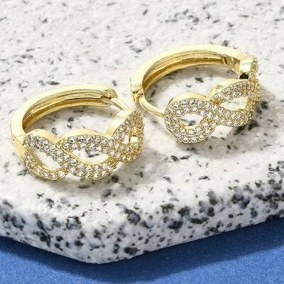Brass Clear Cubic Zirconia Hoop Earrings