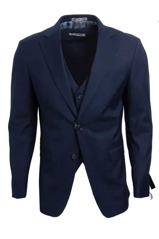 Mens Stacy Adams Suit -Stacy Adams Suit Men's Two Button Vested Basic Suit in Navy Blue