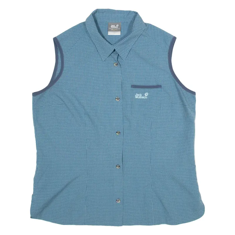JACK WOLFSKIN Womens Shirt Green Check Sleeveless L