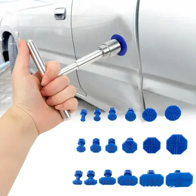 Car Dent Puller, T-shaped Handle Dent Removal Tool with 18pcs Glue Puller Tabs, Universal Car Body Repair Tool Kit, Car Repai...