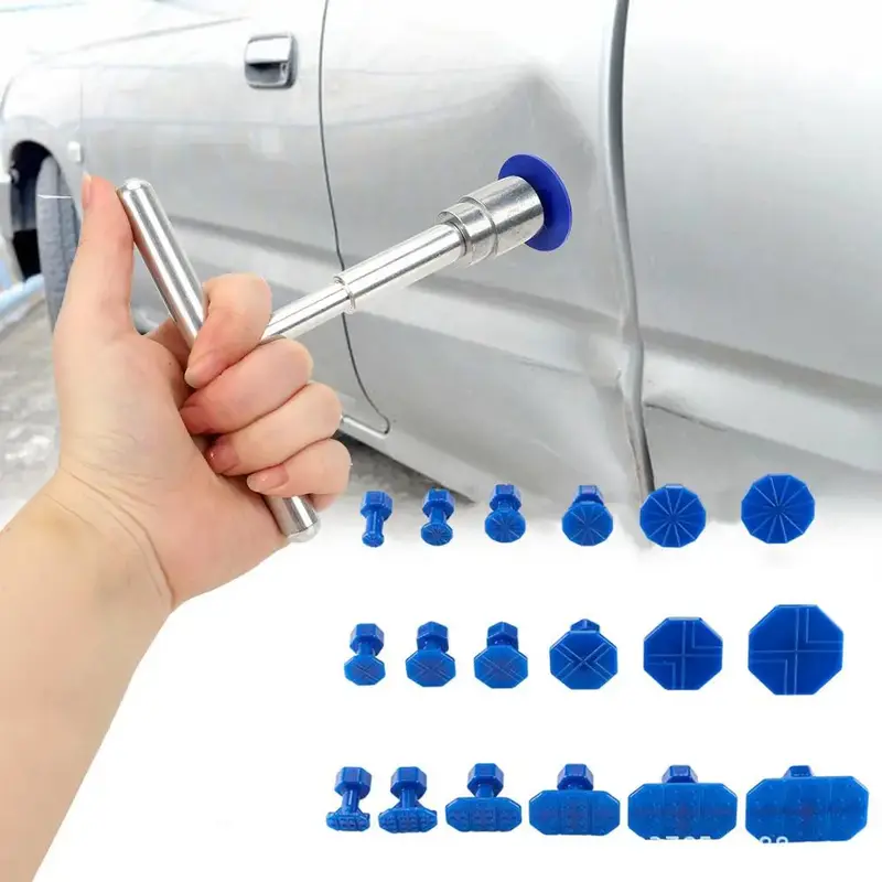 Car Dent Puller, T-shaped Handle Dent Removal Tool with 18pcs Glue Puller Tabs, Universal Car Body Repair Tool Kit, Car Repai...