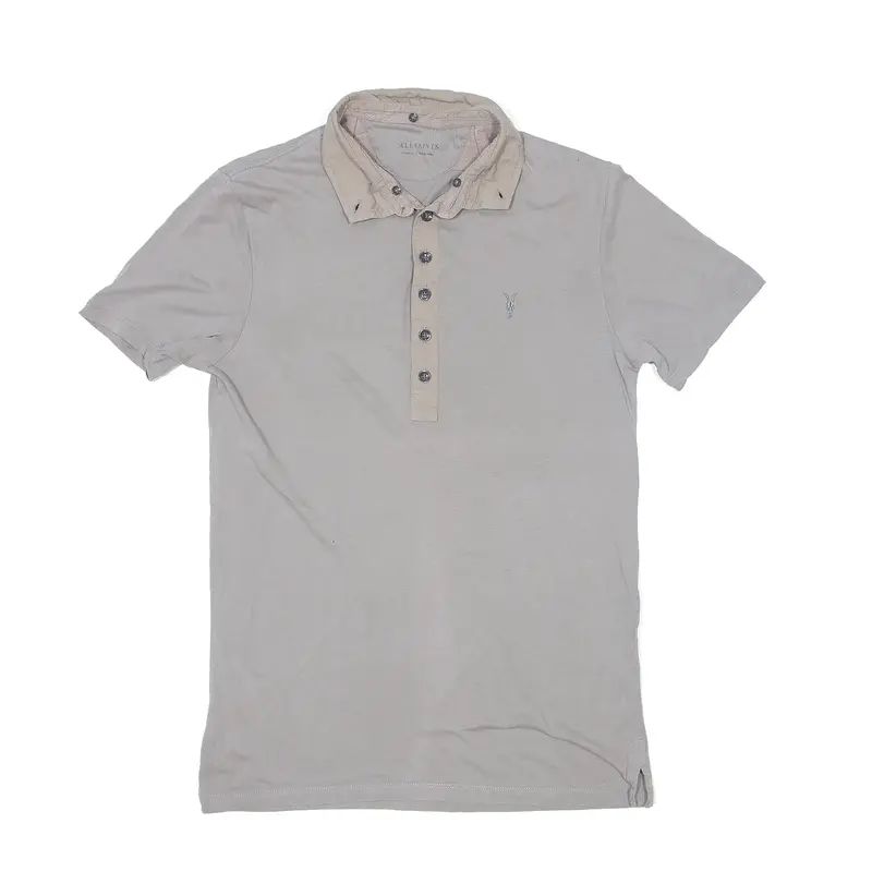 ALL SAINTS Polo Shirt Grey Short Sleeve Mens XS