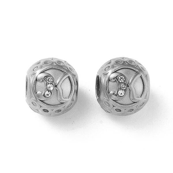 304 Stainless Steel Rhinestone European Beads