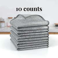 Triple Layer Steel Wire Dishcloth - 10 Counts Non-Scratch Dishwashing Rags for Kitchen Sink & Pot Cleaning - Reusable Eco-Fri...