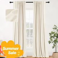 Inovaday 2pcs Blackout Curtains Linen Curtains For Living Room, Back Tab Thermal Insulated Black Out Curtains Farmhouse Style...