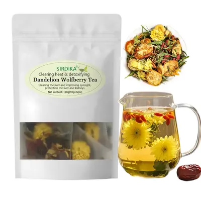 Dandelion Wolfberry Detox Tea – Cleanse Liver & Boost Kidney Health |  Herbal Blend 120g (12 Bags) Beverage
