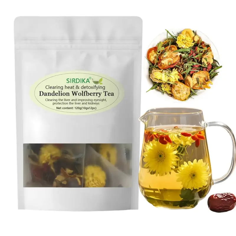 Dandelion Wolfberry Detox Tea – Cleanse Liver & Boost Kidney Health |  Herbal Blend 120g (12 Bags) Beverage