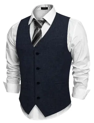 Waistcoat Business Vests (US Only), Navy Blue / S