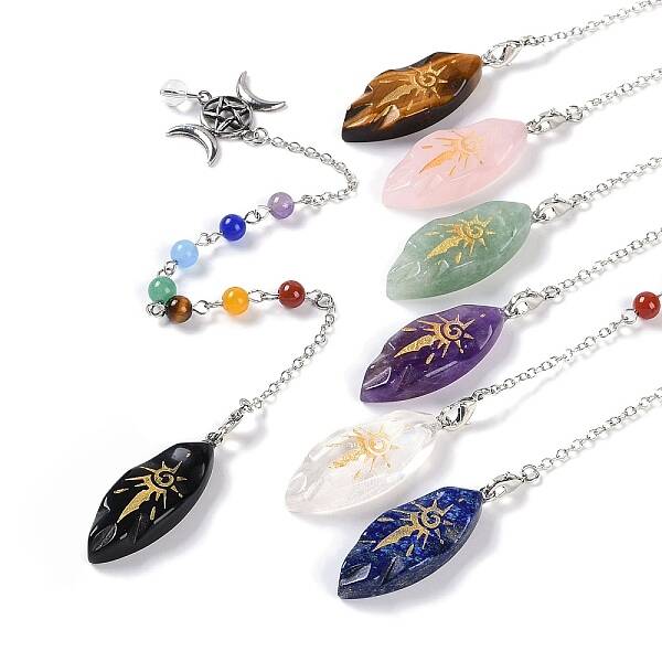 Horse Eye Natural Gemstone Pointed Dowsing Pendulums