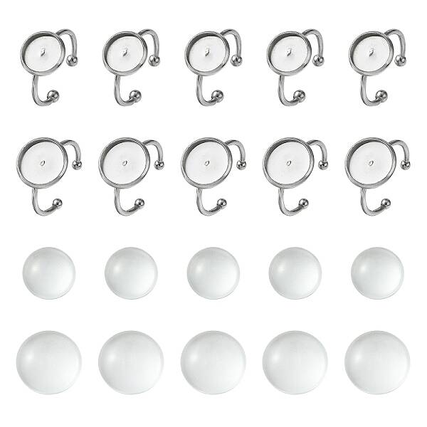 DIY Blank Dome 304 Stainless Steel Open Cuff Rings Making Kit