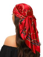 90 * 90cm Fashionable Head Scarf, Scarf Head Wrap, Casual Versatile Head Scarves for Women & Men, Red Fashion Accessories for...