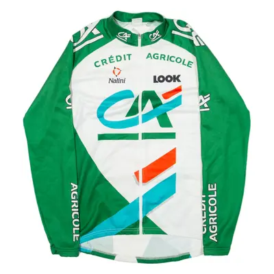 Cycling Full-Zip Mens Jersey Green Long Sleeve M