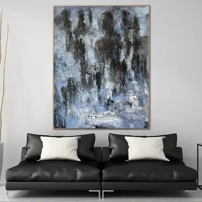 Abstract Snow Painting On Canvas Fresh Air Colorful Modern Texture Blue Artwork Winter Unique Wall Art Oil Painting | WINTER ...