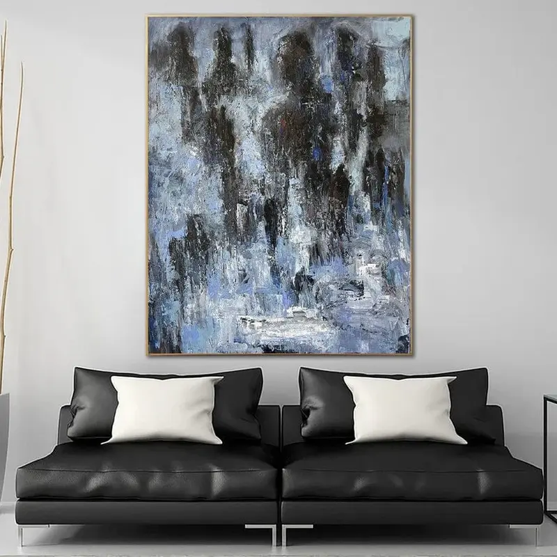 Abstract Snow Painting On Canvas Fresh Air Colorful Modern Texture Blue Artwork Winter Unique Wall Art Oil Painting | WINTER ...