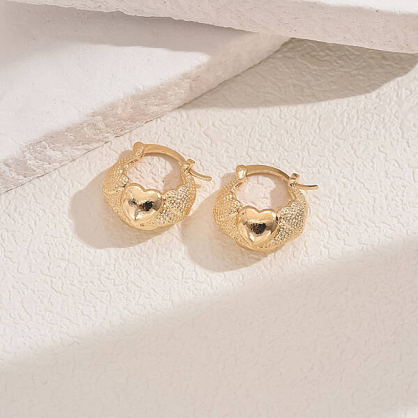 Elegant Geometric Heart Hoop Earrings