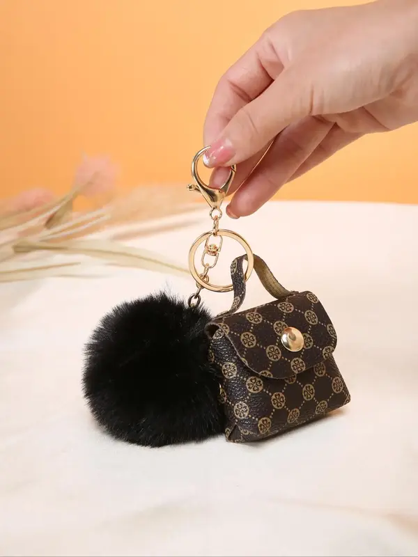 Cute Pom Pom Design Bag Charm with Mini Bag, 2024 New Style Novelty Bag Charm, Bag Decoration for Women & Girls, Trendy All-m...