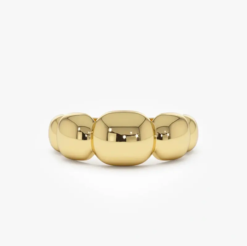 Sterling Silver Yellow Gold Plated Puffy Band