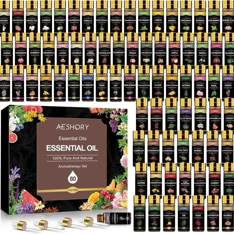 Essential Oils Set – Natural Essential Oil Kit for Diffuser, Aromatherapy, Humidifier, Massage, Skin & Hair Care, Candle Ma...