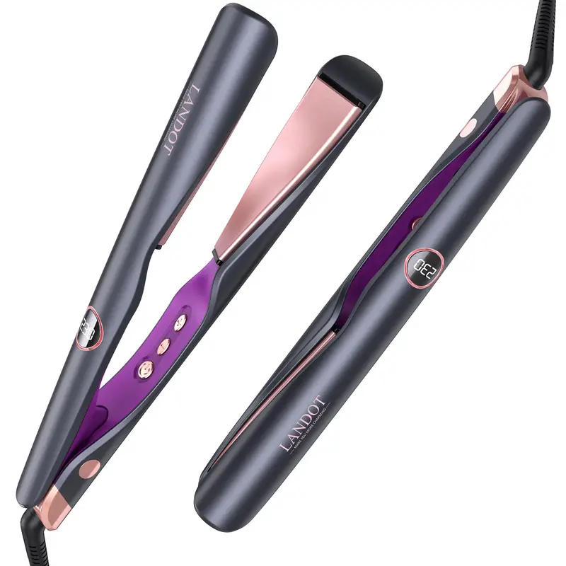 【Mayradelosachos】LANDOT 3 in 1 Hair Straightener, Curling and Waving Iron – Smooth Titanium Comfort Curler