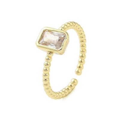 304 Stainless Steel Micro Pave Cubic Zirconia Cuff Rings for Women