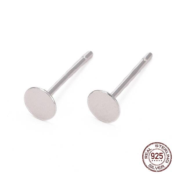 Anti-Tarnish Rhodium Plated 925 Sterling Silver Ear Stud Findings