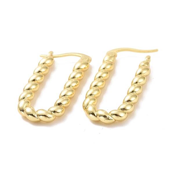 Brass Twist Rope Rectangle Hoop Earrings for Women