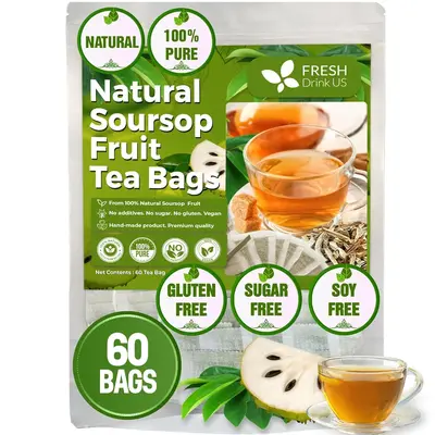 Premium Soursop Graviola Fruit Tea Bags, 100% Natural and Pure from Soursop Fruits, Made With Natural Materials-Corn Fiber Te...