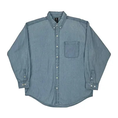 Looney Tunes Warner Bros Graphic Denim Shirt - Large Blue Cotton