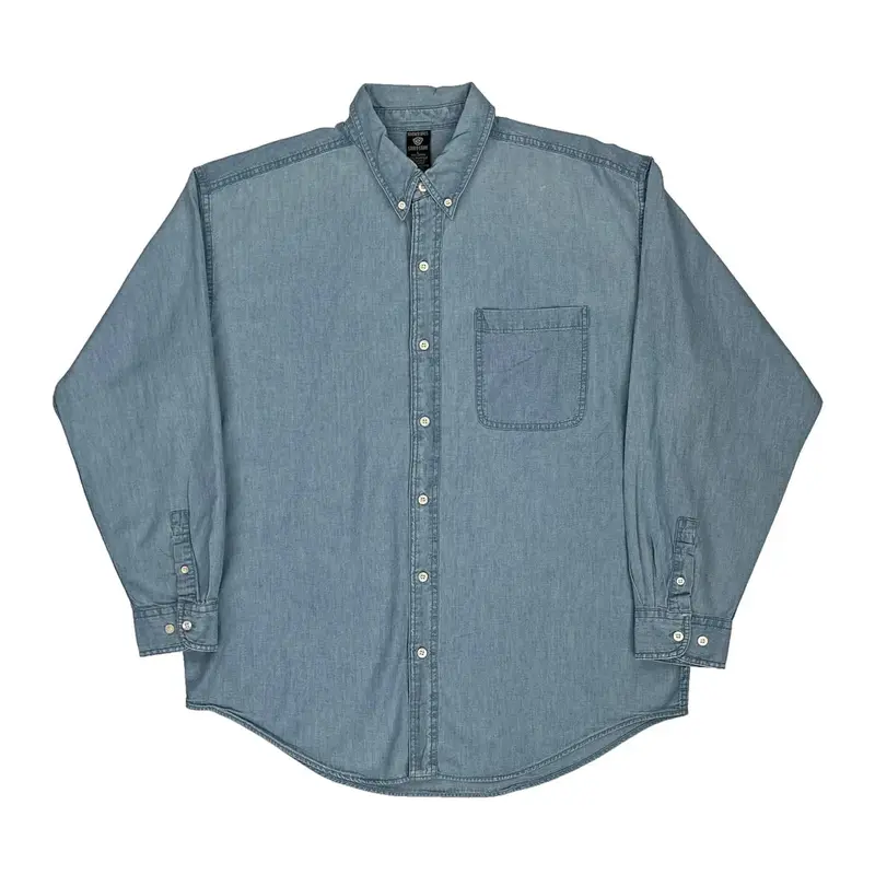 Looney Tunes Warner Bros Graphic Denim Shirt - Large Blue Cotton